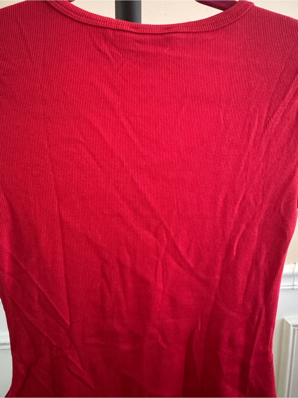 Denise Ribbed Cotton Red Top Size M - Picture 4 of 6